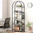 thumbnail image 1 of 5 Tier Corner Shelf, Narrow Bookshelf with Metal Frame, Modern Display Storage Rack, 1 of 6