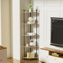 5-Tier Corner Shelf Stand for Bathroom, Tall Corner Bookshelf Plant Stand, Multipurpose Corner Display Rack Industrial Storage Corner Shelves for Small Spaces, Living Room, Bedroom, Kitchen