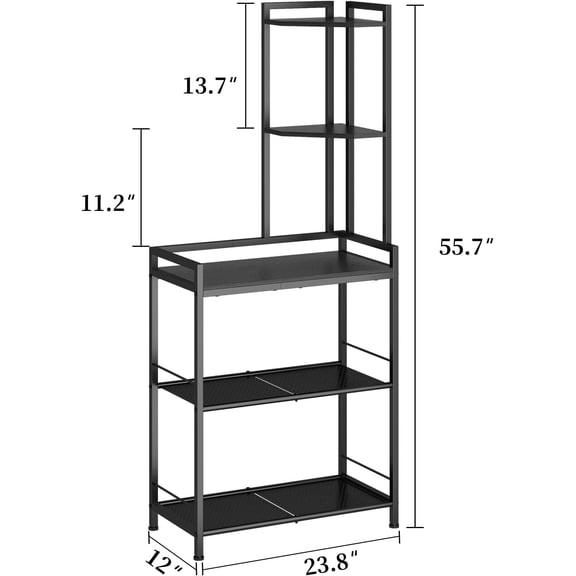 5 Tier Corner Shelf Stand, Freestanding Corner Shelf Unit Bookshelf, Corner Table with Shelf, Tall Storage Organizer Rack for Living Room, Bedroom, Office (Black)