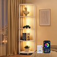 Led Remote Shelf 5-Tier Corner Shelf with LED Light Strip Remote-Controlled Color ...