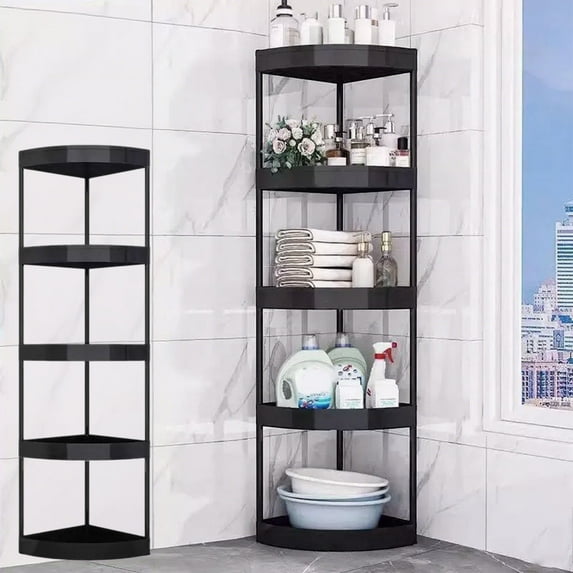 5 Tier Corner Shower Caddy, Household Toilet Toilet Corner Storage Rack Bathroom Shelves Floor Type Bathroom Tripod Kitchen Crevice Organizer, 108x36cm / 42.52x14.17in
