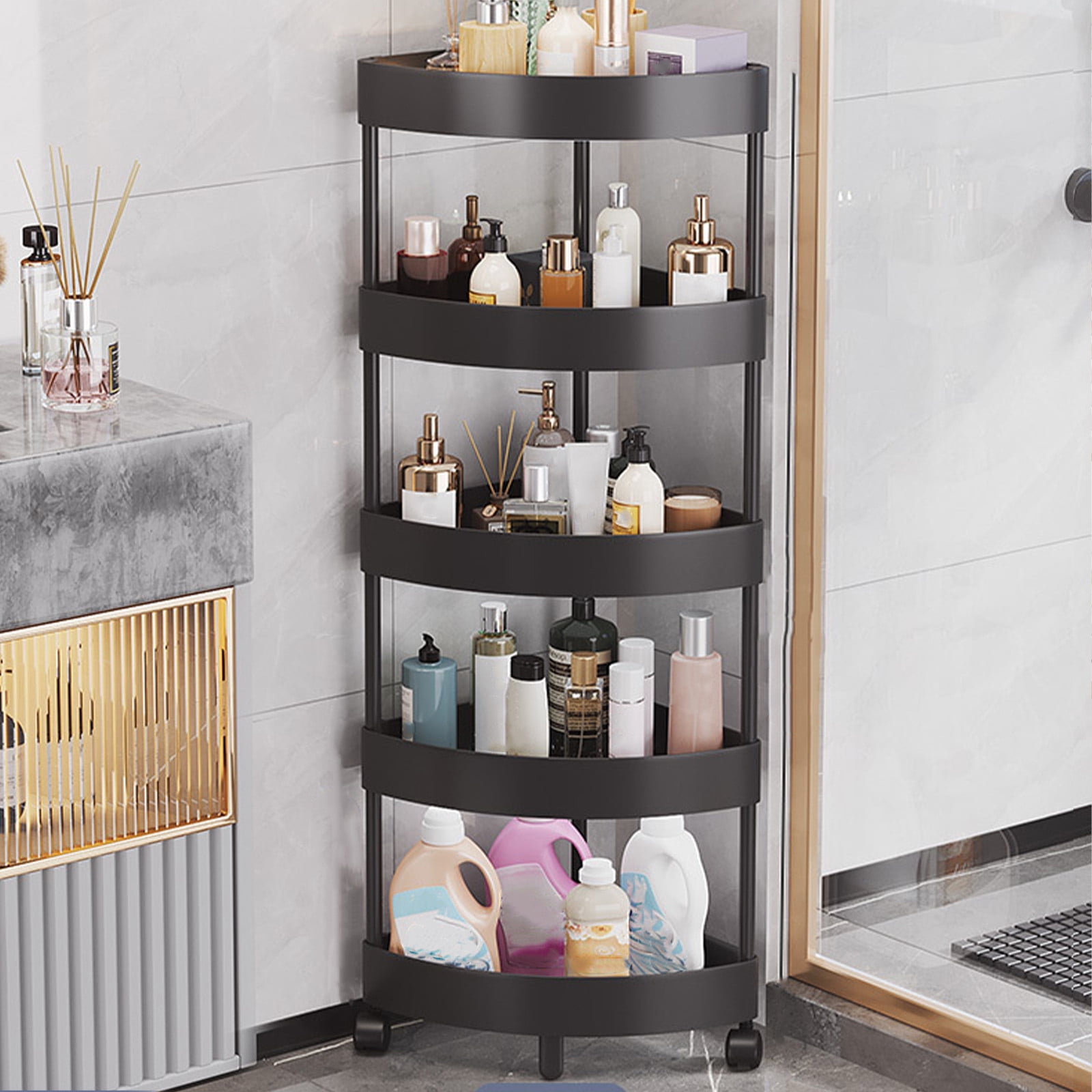 5-Tier Corner Shower Caddy Shelf, Bathroom Storage Shelf Organizer ...