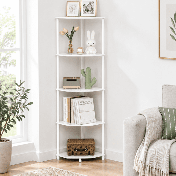 5 Tier Corner Shstand 50.2" Marble White
