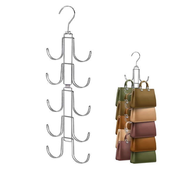5-Tier Double U-Hook Metal Handbag Organizer, Space-Saving Closet Hanger for Purses, Bags & Accessories, Multi-Layer Storage Rack for Dorm, Apartment & Small Closet
