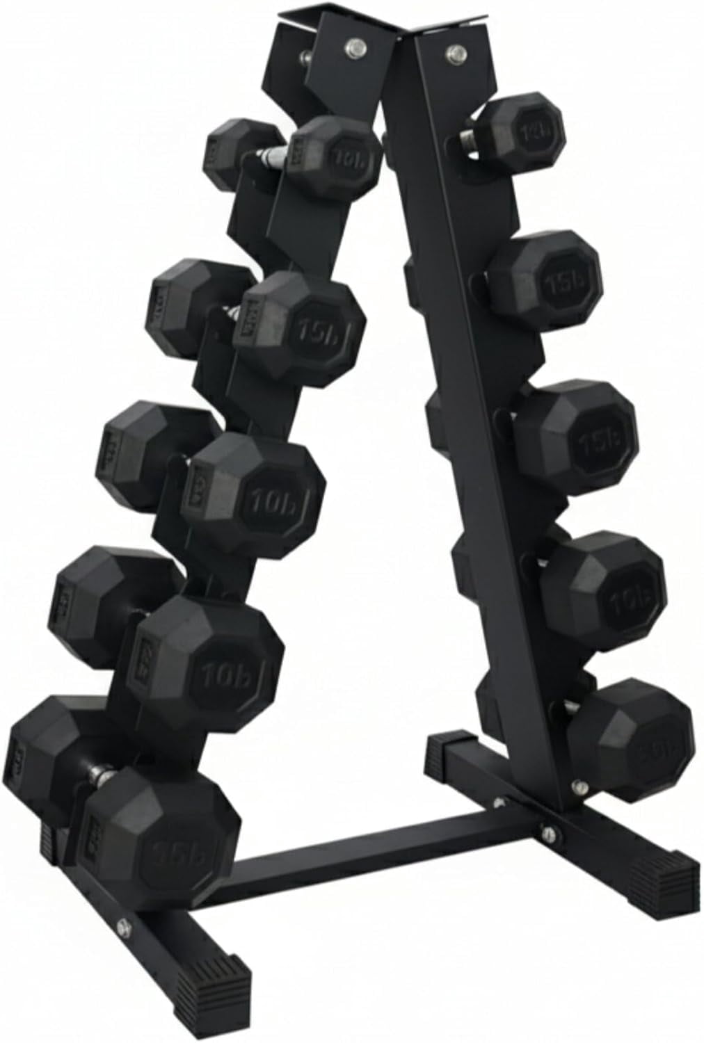 5-Tier Dumbbell Rack, Heavy Duty Weight Rack for Home Gym, Carbon Steel Storage Organizer for Dumbbell Set, Squat Rack Compatible, Black Finish, Space-Saving Design for Garage & Workout Room