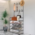 thumbnail image 1 of 5-Tier Entryway Coat Rack Hall Tree Coat Rack and Dustproof Shoe Rack, Entryway Storage Shelf Organizer with 8 Hooks for Bedroom Hallway Office Black, 1 of 12