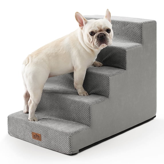 5-Tier Extra-Wide Foam Pet Steps, Non-Slip Dog Stairs for High Beds & Sofas with Removable Washable Cover