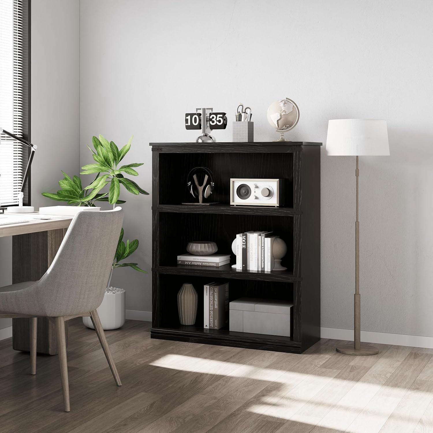 5 Tier Farmhouse Bookcase, 67.4" Tall Book Shelf with Storage, Wooden Bookshelves 5 Shelf Display Shelves for Home Office(67.4" H x 31.5" W x 12.8" D) (Black, 40.0" H x 31.5" W x 12.2" D)