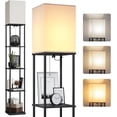 thumbnail image 1 of WarmHaven 5 Tier Floor Lamp with Shelves, Modern Square Standing Lamp with 3 Color Temperature Bulb, Corner Display Bookshelf Lamp for Living Room and Bedroom, Tall Shelf Floor Lamp, 1 of 18