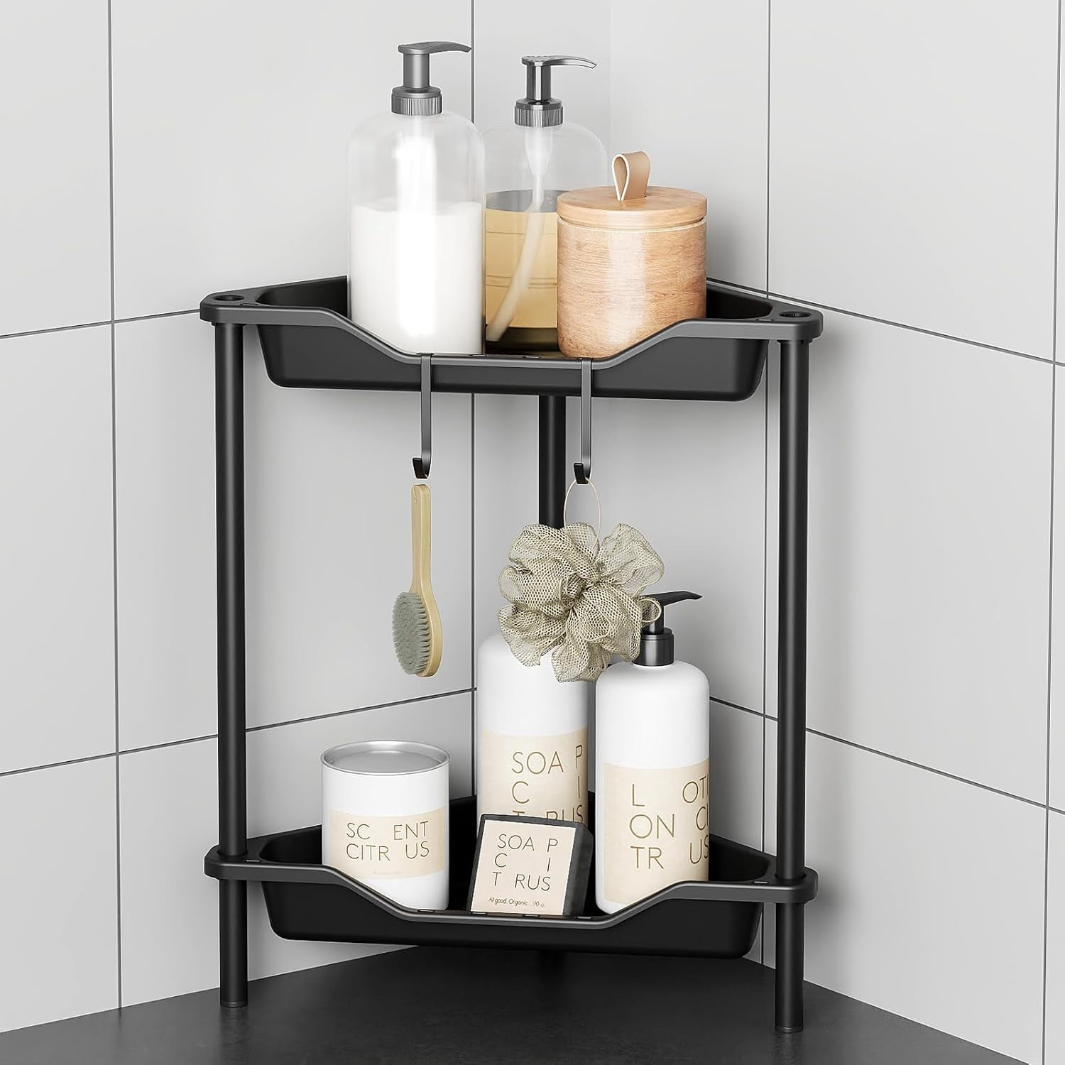 5 Tier Floor Standing Corner Shower Caddy Organizer, Plastic Metal ...