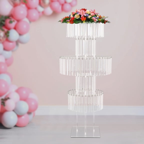5-Tier Flower Stand for Wedding, Crystal Flower Stand Photography Background