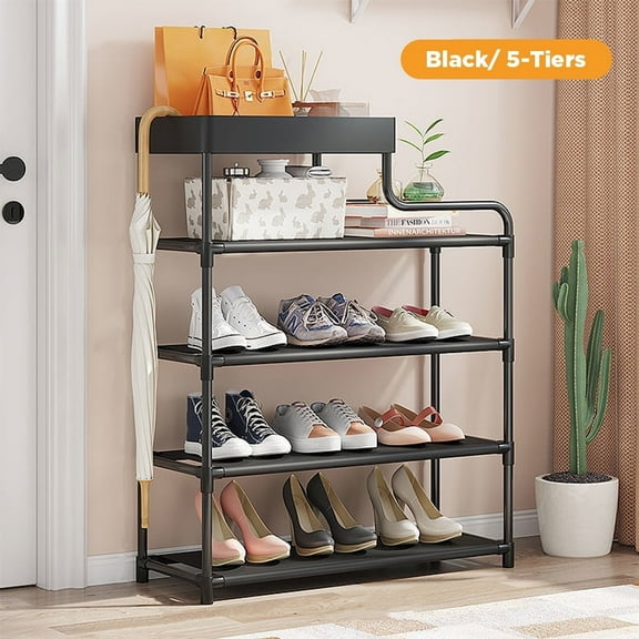 5-Tier Free Standing Shoe Rack, 30.9 Inches Shoe Shelf, Entryway Shoe Organizer Storage Cabinet, Black