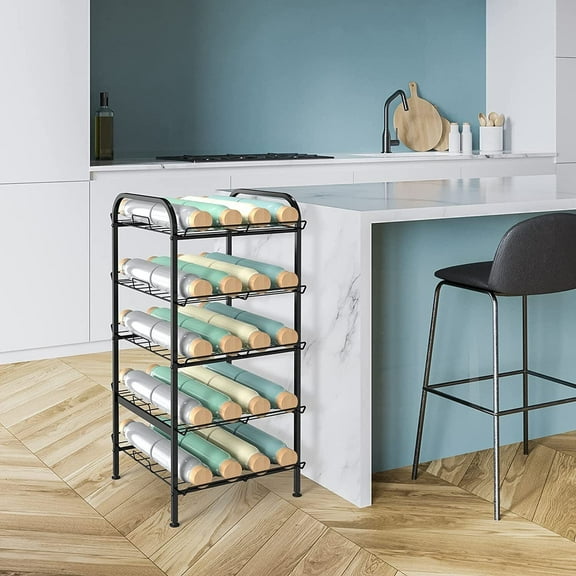 5 Tier Free Standing Water Bottle Storage Shelf Organizer Beverage Can Rack