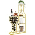 5-Tier Freestanding Wine Rack for 11 Bottles with Glass Hooks, Modern ...