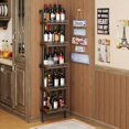 thumbnail image 1 of 5-Tier Freestanding Wine Racks: 50 Bottles Wine Rack Shelf Wall Mounted with Fences, Wines Bottle Holder Display Shelf, Liquor Storage, 17.28''L x 7.95''W x 68.5''H, 1 of 9