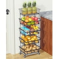 thumbnail image 1 of 5 Tier Fruit Basket for Kitchen, Stackable Bins Wire Rack with Wheels, Fruit and Vegetable Storage Basket Pantry Food Snack Organizer Shelf, Kitchen Storage Cart for Onion and Potato, Produce, 1 of 9