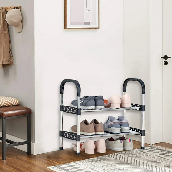 5-Tier Galvanized Steel Pipe Shoe Rack, Multi-Layer Space-Saving Organizer with Polypropylene Frame, 98x44x26cm Entryway Storage Shelf for Home or Rental Room
