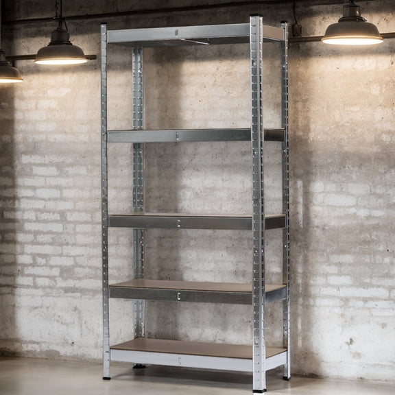 5-Tier Galvanized Steel Storage Rack, Corrosion Resistant Organizer, 1507530cm, Gray