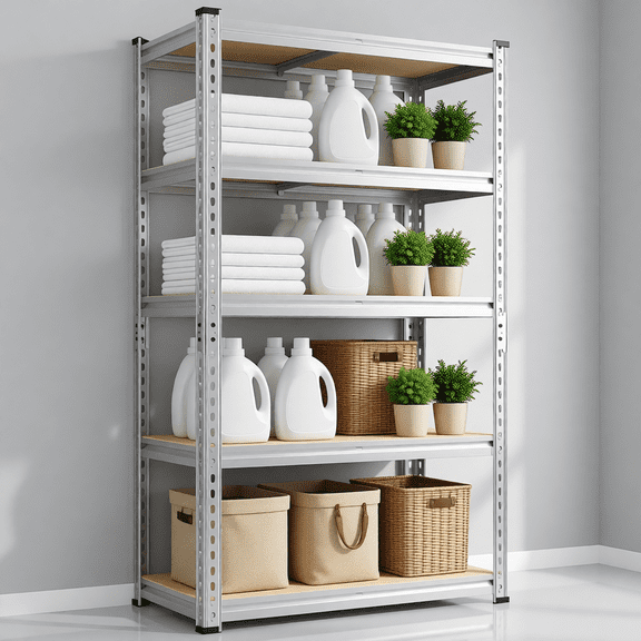 5-Tier Galvanized Utility Storage Rack, Heavy Duty Adjustable Metal Shelves for Pantry & Garage, 2050 LBS Capacity, 60" H