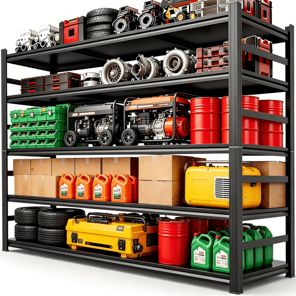 5-Tier Garage Shelving, 3000 LBS Heavy Duty Metal Storage Shelves with Anti-Fall Rails, 47.2" W Adjustable Storage Rack for Garage, Warehouse, Basement, 23.6" D x 73.3" H