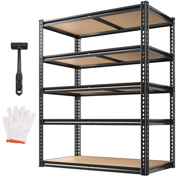 5 Tier Garage Shelving Heavy Duty,2200LBS Adjustable Storage Shelves Metal Utility Rack,Garage Storage Shelves,Black, 35.5" L x 16" W x 72" H for Basement, Warehouse, Commercial, Pantry