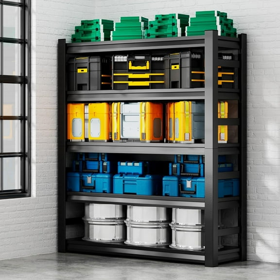 5 Tier Garage Shelving, Heavy Duty Storage Rack, Adjustable Metal Shelf Units, Industrial Warehouse Shelves, 47.2" W x 18" D x 78" H