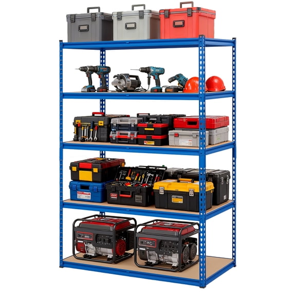5-Tier Garage Shelving Unit, Adjustable Metal Storage Rack, 2500 Lbs Capacity, Boltless Freestanding Shelf, for Pantry, Basement, Kitchen, Bathroom, Laundry