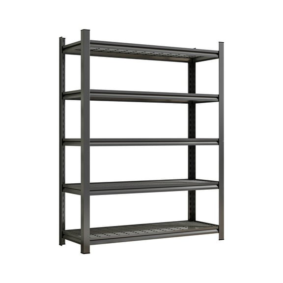 5-Tier Garage Shelving Unit, Metal Storage Shelves, Heavy Duty Adjustable Storage Rack, 2500 LBS Capacity, Industrial Shelves for Heavy Tools and Equipment, Ideal for Garage, Basement, Black