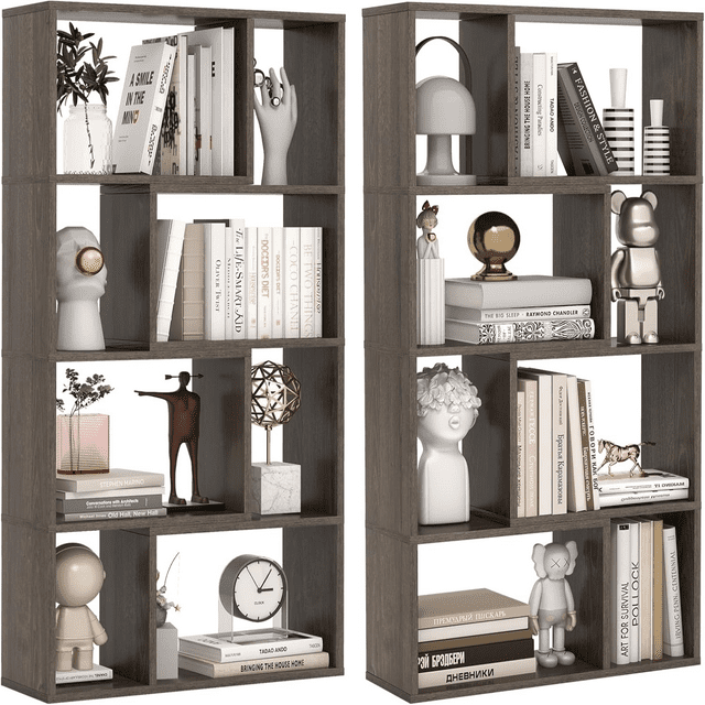 5 Tier Geometric Bookshelf 48\u201DH Freestanding 8Cube Open Bookcase