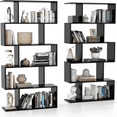 5Tier Geometric Bookshelf S Shaped Bookcase w/AntiToppling Device