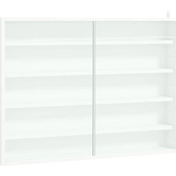 5-Tier Glass Display Case with Adjustable Shelves and White Finish / Display Commemorative Items
