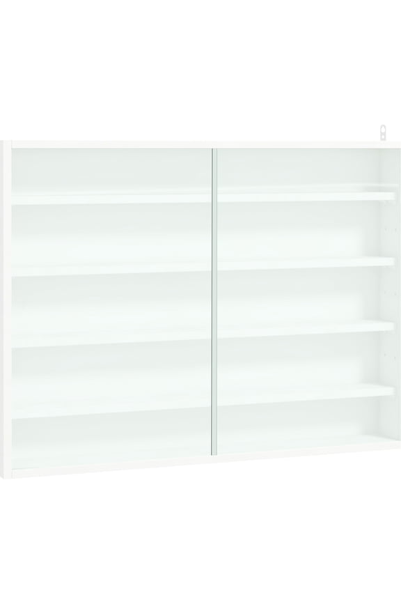 5-Tier Glass Display Case with Adjustable Shelves and White Finish / Display Commemorative Items