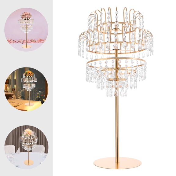 5-Tier Gold Flower Stand Clear Wedding Flower Stand Round Fountain-shaped Flower Stand Modern Flower Stand for Celebration Courtyard Garden Floor Standing Tabletop Mount Mount Type