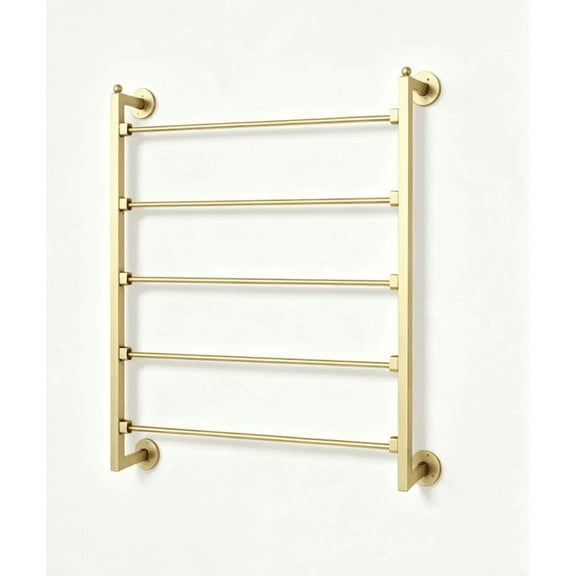 5-Tier Gold Metal Wall Mount Rack, Scarf & Towel Storage Display Organizer