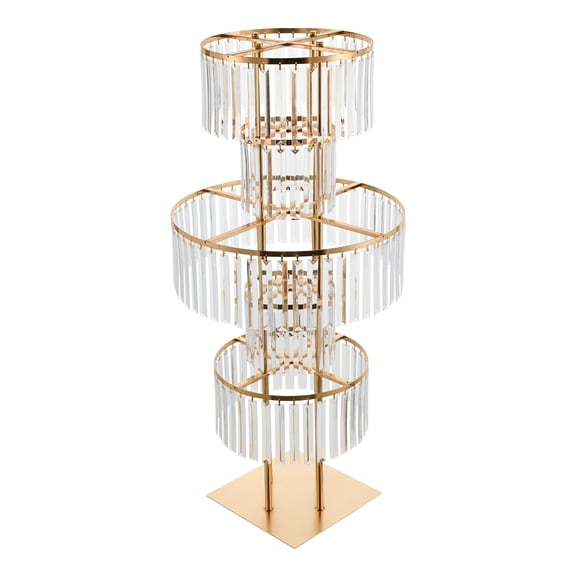 5 Tier Gold Vases Centerpieces Stands 43.3" Tall Crystal Flower Stand Wedding Flower Stand Decor Chandelier Pedestal Stand for Stage