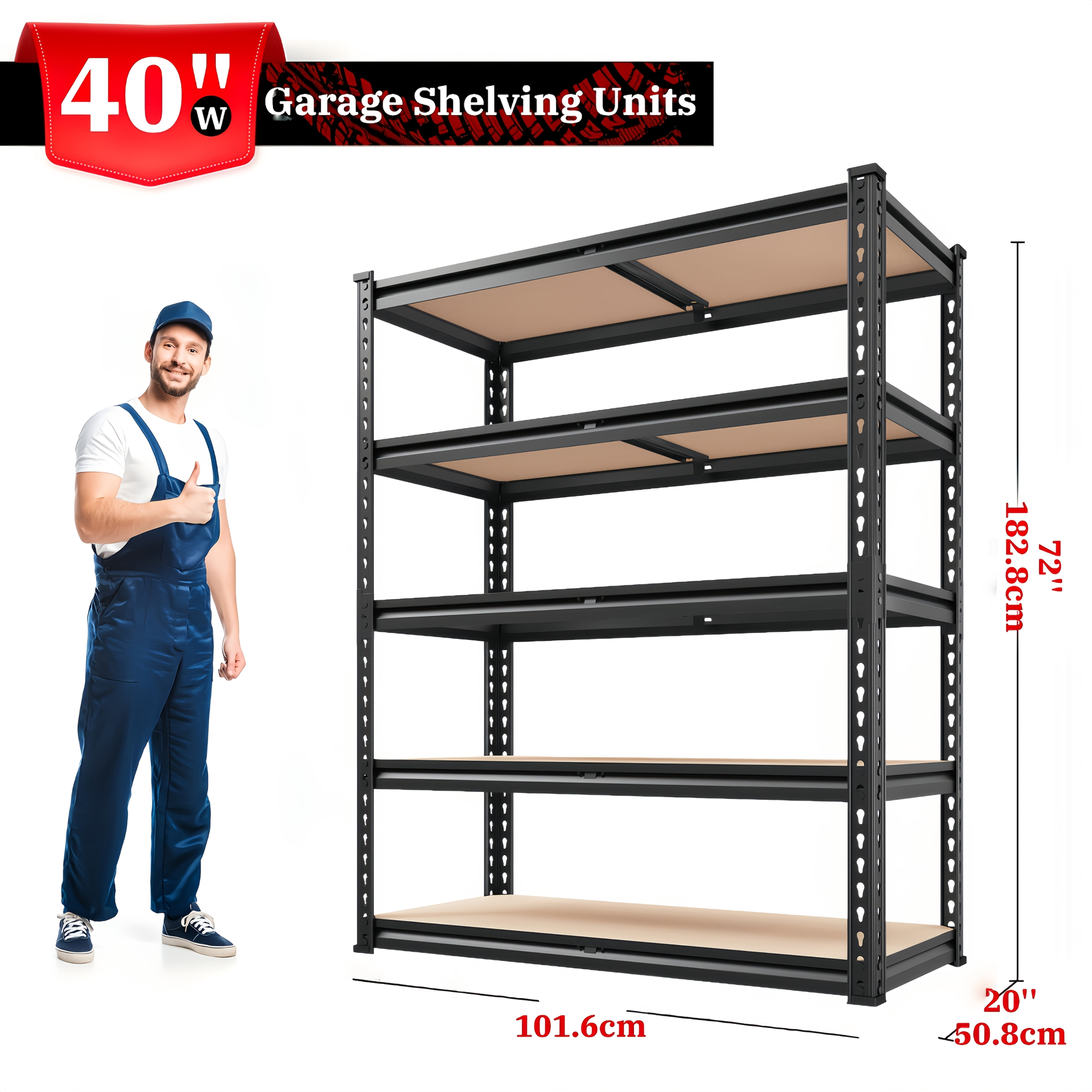 5-Tier Heavy-Duty Adjustable Metal Shelving Unit - 1/4 Ton (2500LBS) or