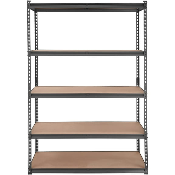 5 Tier Heavy Duty Adjustable Metal Storage Rack 2000 lb Capacity 48x24x72 Inches Black for Garage Kitchen Pantry Basement Bathroom Laundry Room