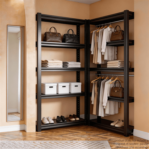 5-Tier Heavy Duty Adjustable Shelving Unit, 2000 lbs Garage Storage Rack with Easy Assembly, Black Metal Utility Shelves for Basement, Kitchen, Warehouse | 36"W x 18"D x 72"H