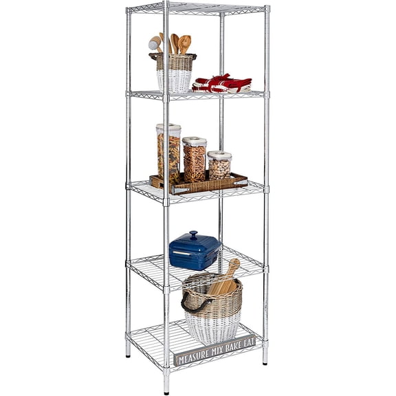 5-Tier Heavy Duty Adjustable Shelving Unit, 250-lb Per Shelf NSF Certified Metal Storage Rack, Chrome Wire for Kitchen Pantry Garage, 24 x 18 72 in