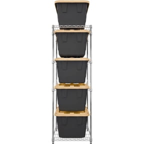 5-Tier Heavy Duty Bin Rack for 27-Gal Totes, Silver