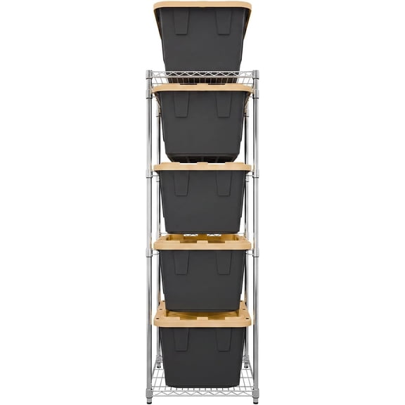 5-Tier Heavy Duty Bin Rack for 27-Gal Totes, Silver