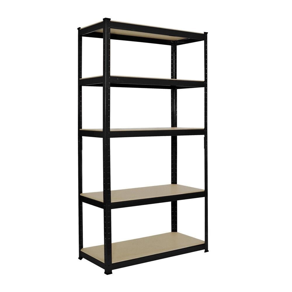 Heavy Duty Black Steel 5-Tier Shelving Rack for Garage and Kitchen