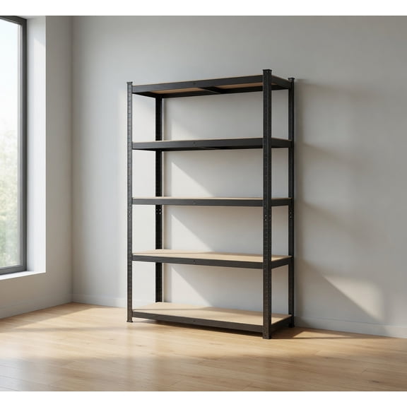 5-Tier Heavy Duty Boltless Adjustable Metal Storage Shelving Unit - 386 lbs Capacity Per Shelf (1930 lbs Total), 71 Inch Tall x 35.5 Inch Wide x 12 Inch Deep Garage Workshop Organizer Rack, Black