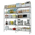 thumbnail image 1 of 5-Tier Heavy Duty Chrome Shelving Unit, Adjustable Commercial Storage Rack with Leveling Feet, 70" W x 16" D x 71" H, Metal Display Shelves for Garage Pantry Kitchen Warehouse, 1 of 11
