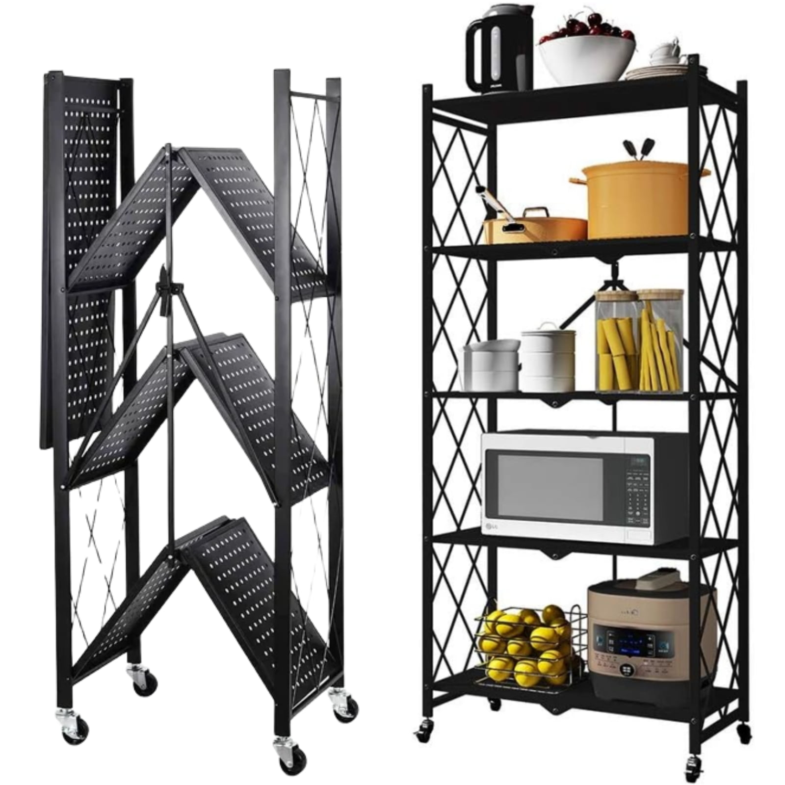 5Tier Heavy Duty Foldable Steel Mobile Shelving Unit with Commercial
