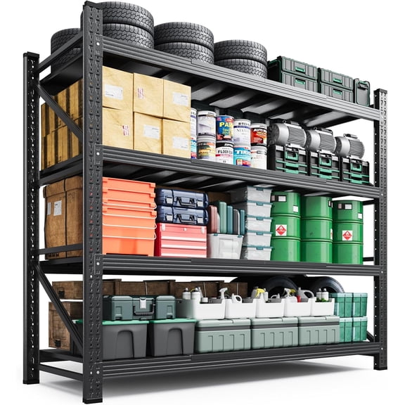 5 Tier Heavy Duty Garage Shelving Unit, 3000LBS Adjustable Metal Storage Shelves Organizer, Large Industrial Utility Rack for Warehouse Shop Basement, 48" W x 24" D x 70" H Black