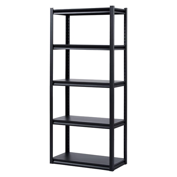 5 Tier Heavy Duty Garage Storage Rack 2000 lbs Capacity Adjustable Metal Shelves 16x32x72 Inches Black for Kitchen Warehouse Basement