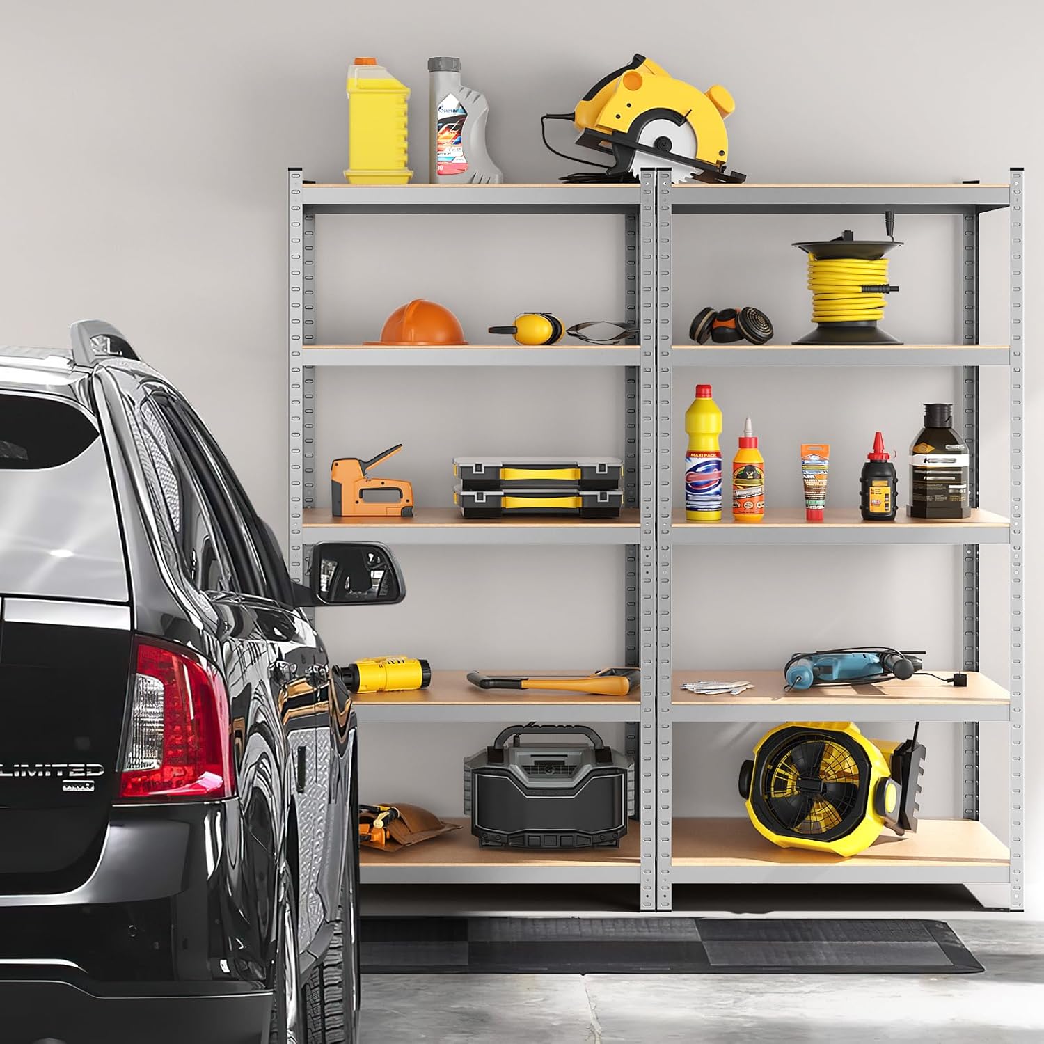 5-Tier Heavy Duty Garage Storage Shelves 2920LBS Adjustable Boltless ...