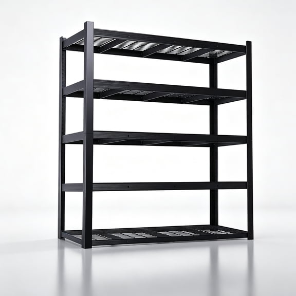 5 Tier Heavy Duty Metal Garage Shelving Unit 3500 Lbs Total Capacity 62 Wide 72 High 24 Deep Adjustable Industrial Storage Rack Includes Gloves Hammer and Flexible Stabilizer Accessories for Garag