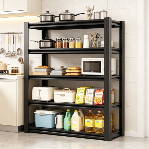 5-Tier Heavy Duty Metal Garage Shelving Units and Storage, 72" x 48" x 24" Deep Metal Storage Shelf, Modern Steel Utility Shelves, Large Shop Racks Industrial Shelving for Basement, Warehouse